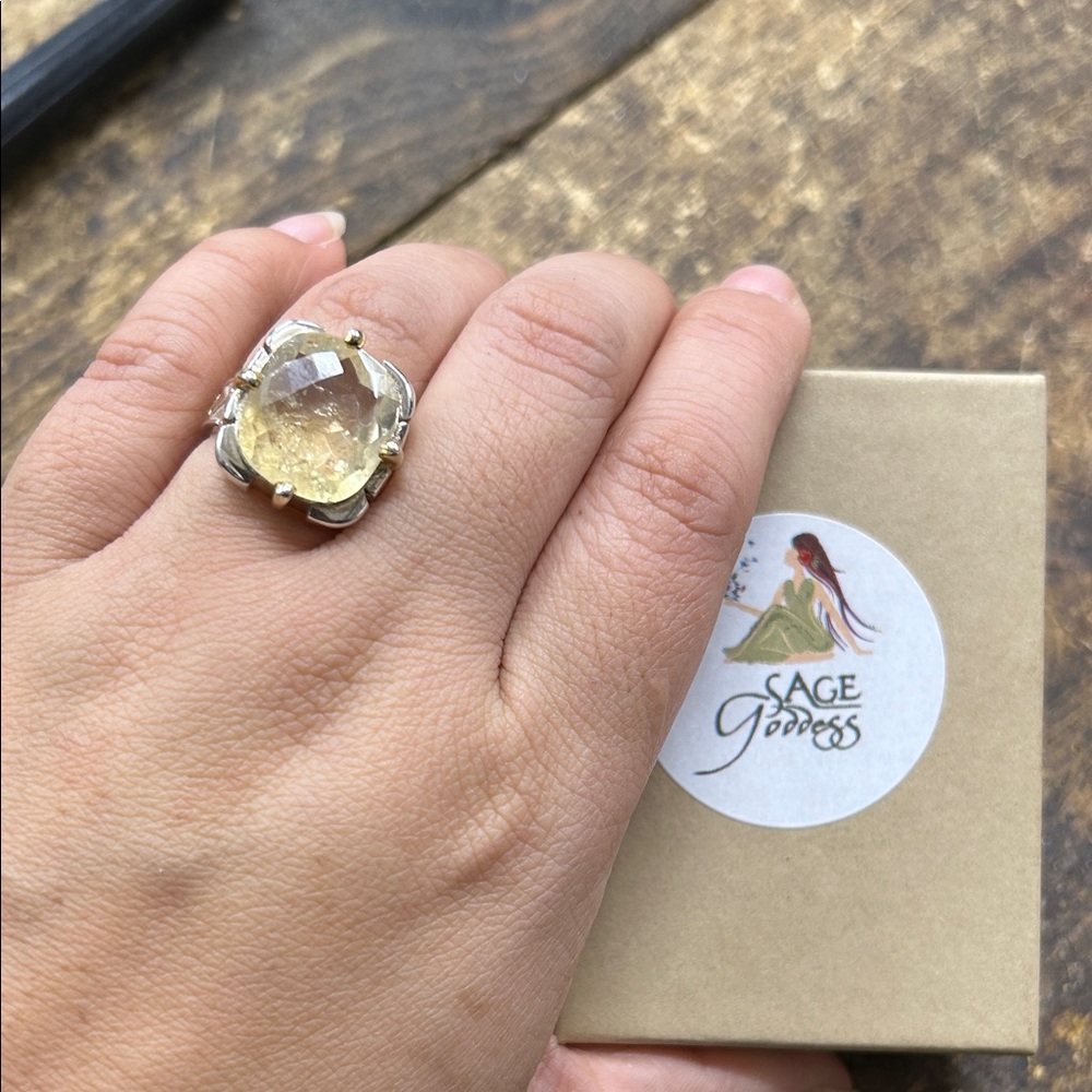 Sage Gold and Silver Crystal Ring